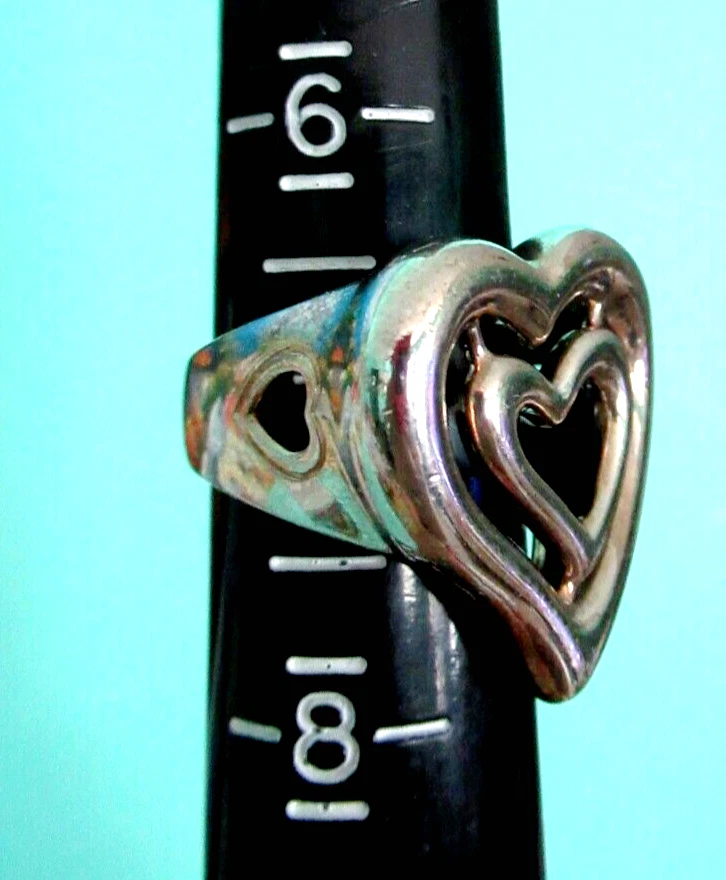 Anillo de plata esterlina doble corazón abierto Kieselstein Cord KC Studio talla 7 caja de regalo Foto 4 de 4