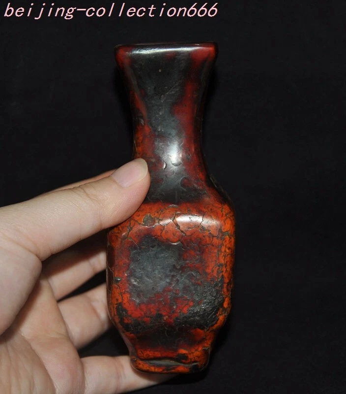 4.6"China Dynasty palace old amber Carved small Bottle Vase Jar - Image 3 of 4
