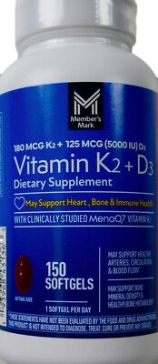 Member's Mark Vitamin K2 180 MCG + D3 125 MCG, 150 Softgels