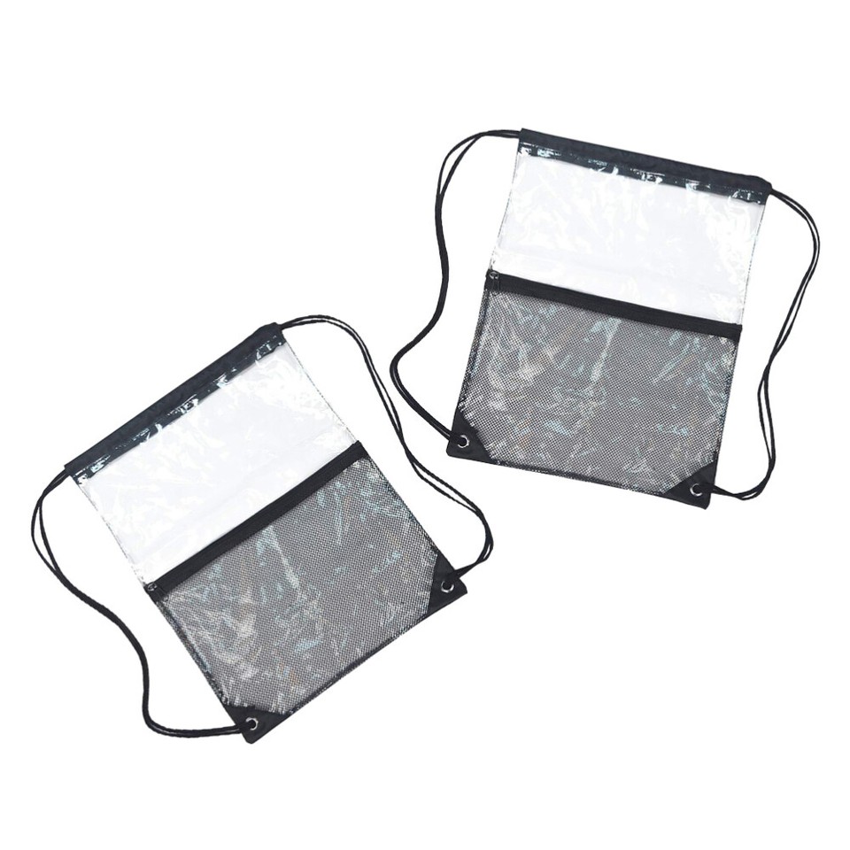 2pcs Transparent Travel Organizer Waterproof Drawstring Beach Bag Clear