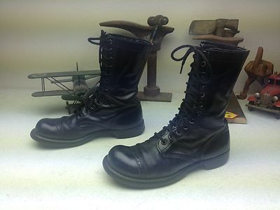 CORCORAN MADE IN USA BLACK LEATHER DISTRESSED LEATHER ENGINEER LACE UP BOOTS 8 E