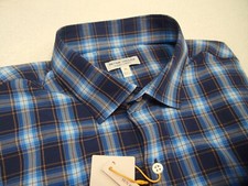 Peter Millar Summer Comfort Navy Tartan Plaid Sport Shirt NWT XL 160