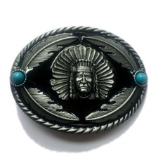 Indian Warrior Chief Belt Buckle Western Cowboy Native American YIW-01-S 