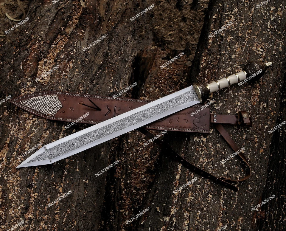 全手工雕刻 D2 钢角斗士/角斗士/罗马剑带鞘。 — 第 2/4 张图片