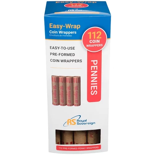 Royal Sovereign FSW-112P Preformed Penny Coin Wrappers 112 PACK Free Shipping