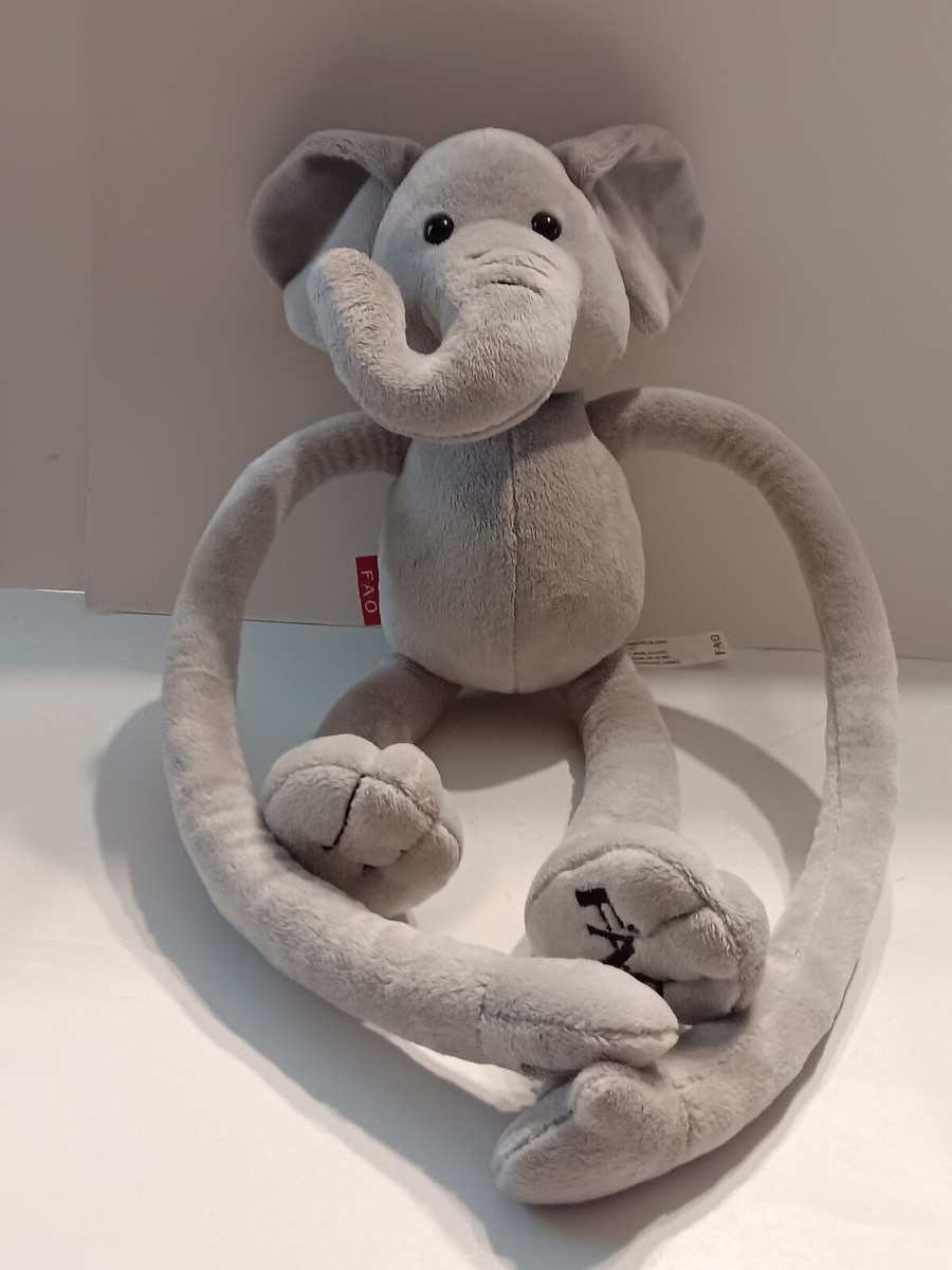 FAO Schwartz Long Sliding Adjustable Arms Legs Elephant Plush 16