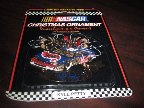 KYLE PETTY Nascar Christmas Ornament 1999 24 KARAT GOLD FINISH New In Package - Picture 2 of 3