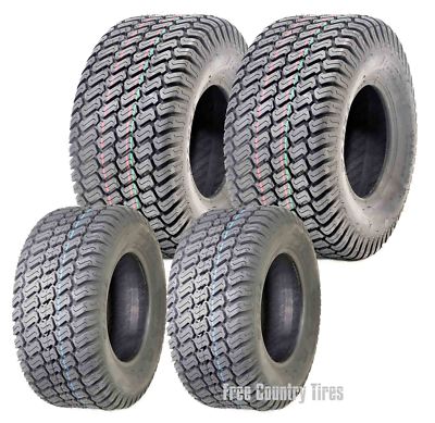 Set of 4 New Lawn Mower Turf Tires 15x6-6 Front & 18x8.5-8 Rear /4PR