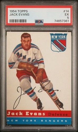 1954 Topps #14 Jack Evans PSA 5 EX Vintage Hockey Card - Picture 3 of 7