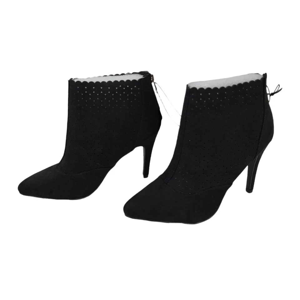 Botín Liz Claiborne Serina Talla 10 Espalda Cremallera Punta Punta Stiletto Negro Foto 2 de 4