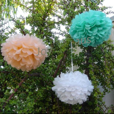 18x tissue paper pom poms flowers blue white peach pom birthday wedding venue