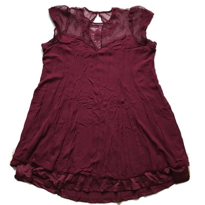 Maurices SZ Plus Womans Maroon Dress Short Lined Lace Button