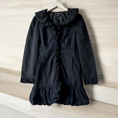 Blanc Noir Overcoat Outerwear Jacket Woman's Sz M Black Button Front