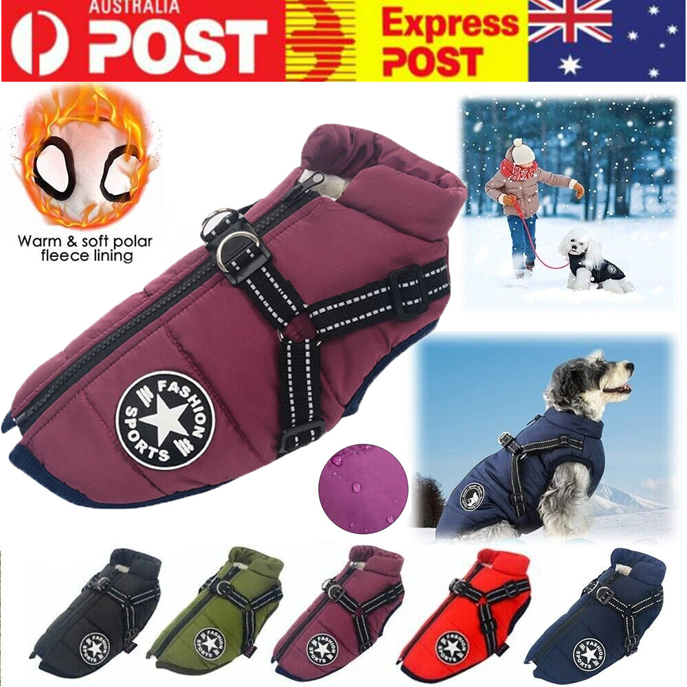 Winter Pet Dog Coat Pet Dog Jacket w/ Harness Waterproof