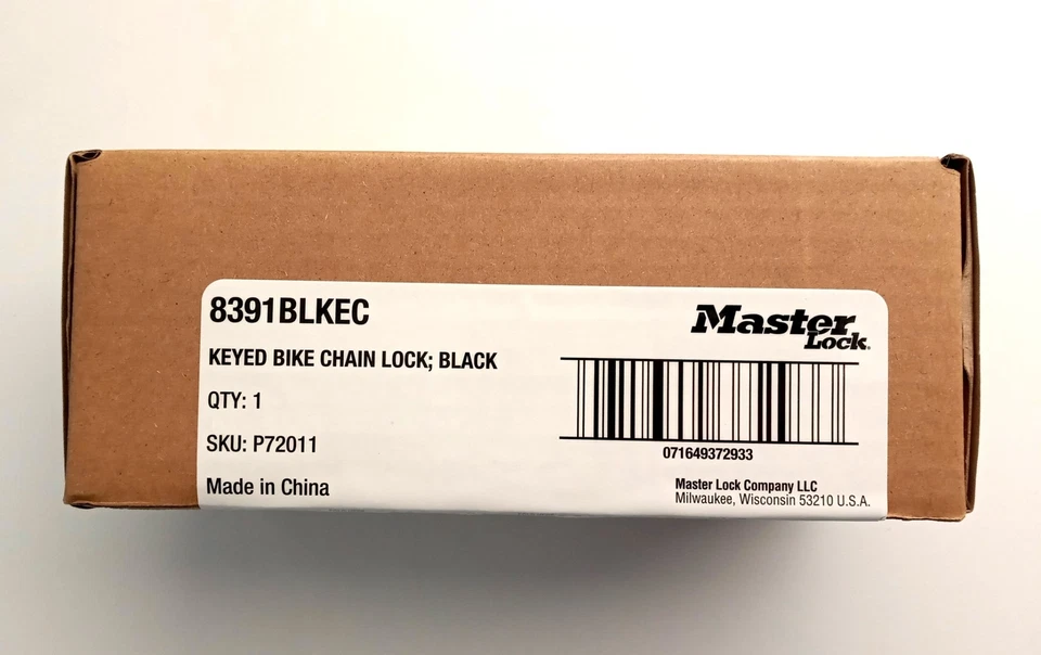 Master Lock 8391BLKEC Hardened Steel Keyed Bike Chain Lock 3ft - Image 4 of 4