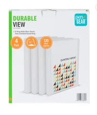 Pen+Gear Durable View 1/2" D-Ring Binders, Black, 4 Count New