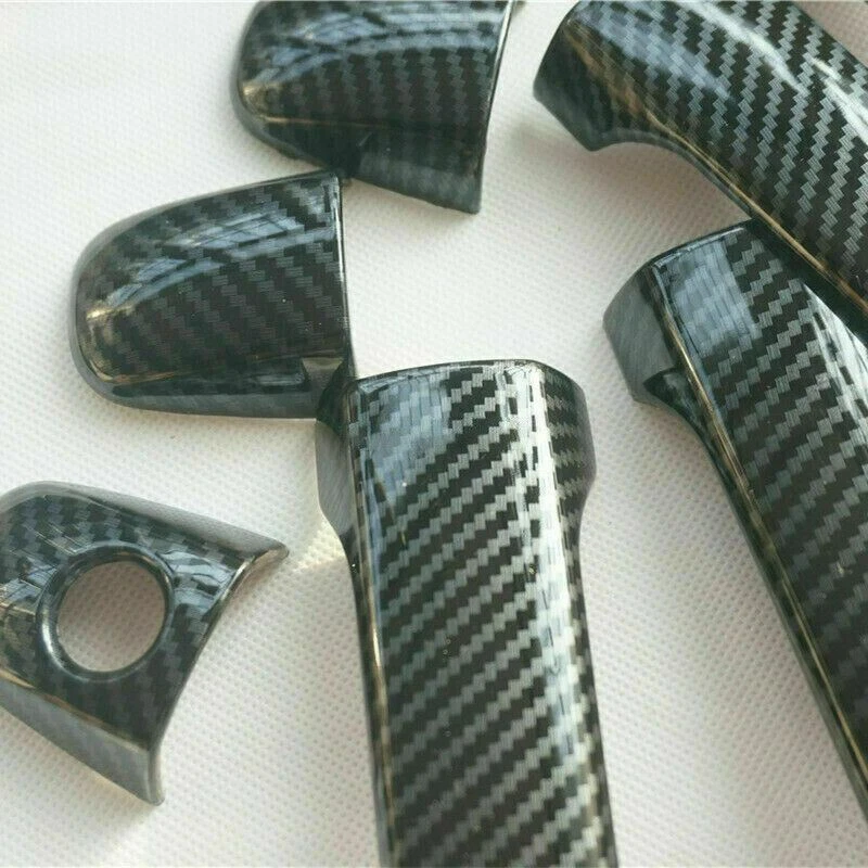 Cubierta de manija de puerta de fibra de carbono para SUBARU LEGACY 2013-2021 con orificio inteligente Foto 3 de 4