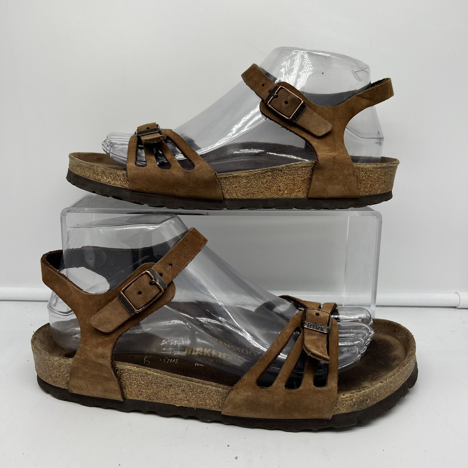 Birkenstock BALI Ankle Strap Sandal EU 38 US 7 Brown Leather Double Buckle  | eBay