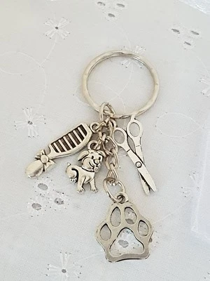 Dog Grooming Groomer Keyring Bag Charm With Organza Gift Bag thank you gift