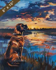 Boerboel by sunset painting 8x10 Print