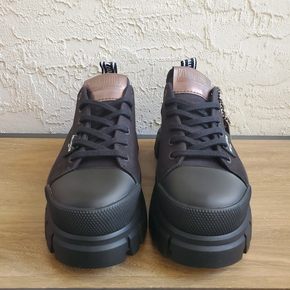 Botas de plataforma Palladium Revolt Lo TX para mujer 6,5 negras de lona gruesas Gorpcore Y2K Foto 2 de 4