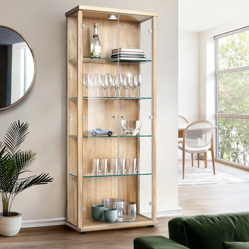 K-Möbel Vitrina de Cristal 2 Puertas (176x67x33 cm) Estante Armario ESG... - Imagen 2 de 4