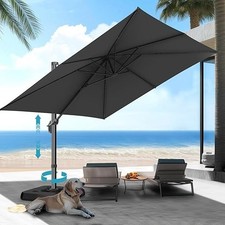 10ft Cantilever Patio Umbrella Outdoor Large Square Umbrellas with 360 Rotation