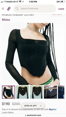 Miaou Maude Long Sleeve Corset Top Black Size Med NWT