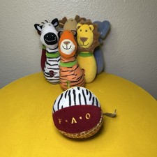 Fao Schwarz Animal Bowling Set Plush Toddler Baby Toy Safari Nursery Toy