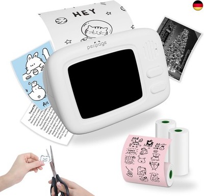 PeriPage Mini Drucker Aufkleberdrucker, Tragbarer Mini Thermodrucker Kompatibel