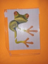 Die Cut Frog Vinyl Sticker Large Green Orange Tree Frog Glossy Decal Car Laptop