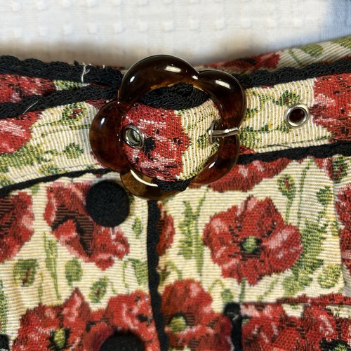 NEW Sister Jane Belted Mini Skirt Poppy Print Brocade A-line Button Front Size S - Bild 7 von 11