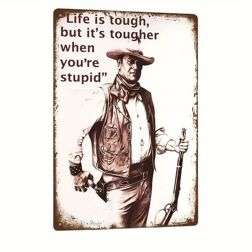 Vintage Cowboy Life is Tough but it'S Tougher Tin Metal Signs Home Décor 8x12