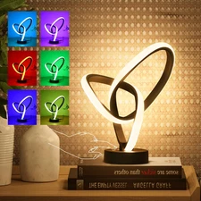 LED Modern Table Lamps, RGB Table Lamp with 7 Colors 10 Light Modes, 3-Way Dimma