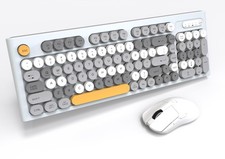 Wireless Keyboard Mouse Combo, Full Size Colorful Round Keycaps Bluetooth Key...