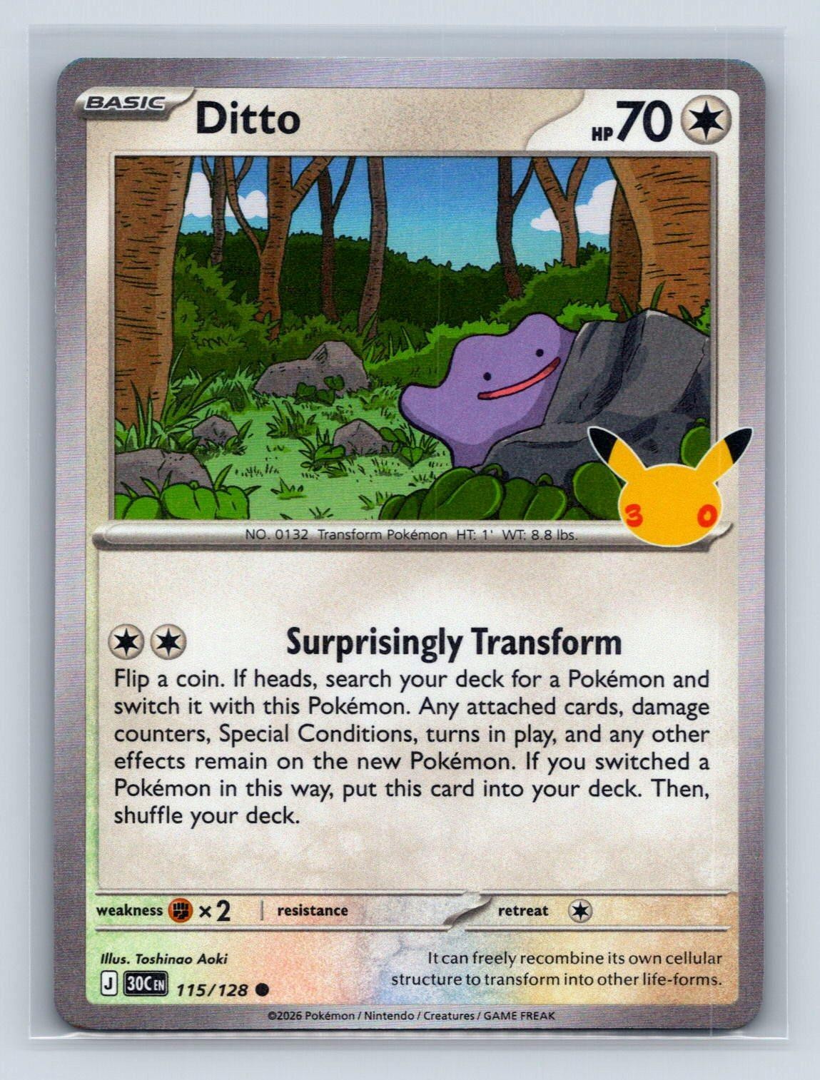 Ditto 115/128 Common ME: 30th Celebration Pokemon Holo Near Mint