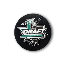 Lukas Dostal Autographed 2018 NHL Draft Hockey Puck Inscribed 85th Pick