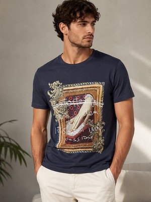 Antony Morato Men s Graphic T-Shirt Large NWT Navy Blue Fashion Tee