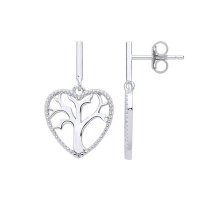 Silber Jewelco London Love Herz Lebensbaum Ohrhänger