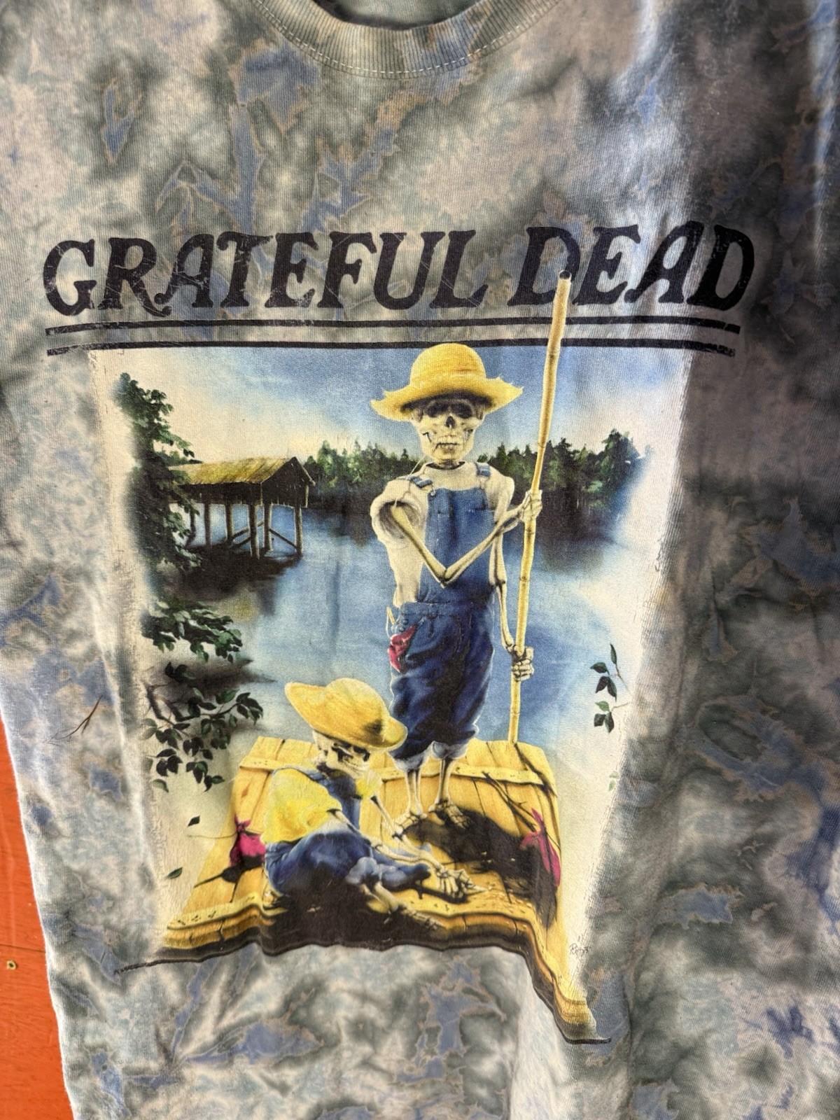 FILA T shirt Grateful Dead Skull Paddling Row Boat vintage tie dye taglia media