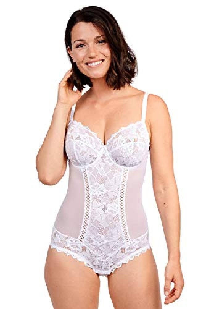 (TG. 5C) Sans Complexe - Body con pizzo, donna, Bianco (Blanc), 5C - NUOVO