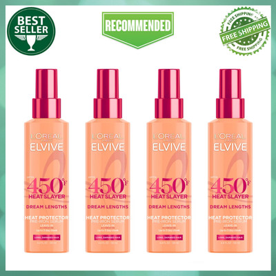 4PK L'Oreal Elvive Dream Lengths Heat Slayer Spray 4.4oz   Leave-In Protection