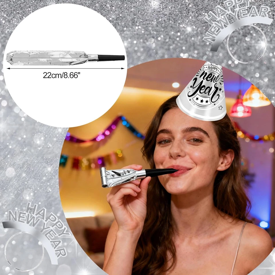 Decorazioni Capodanno 2026, Cappellini Happy New Year, Cerchietto per Capelli, O - Immagine 4 di 4