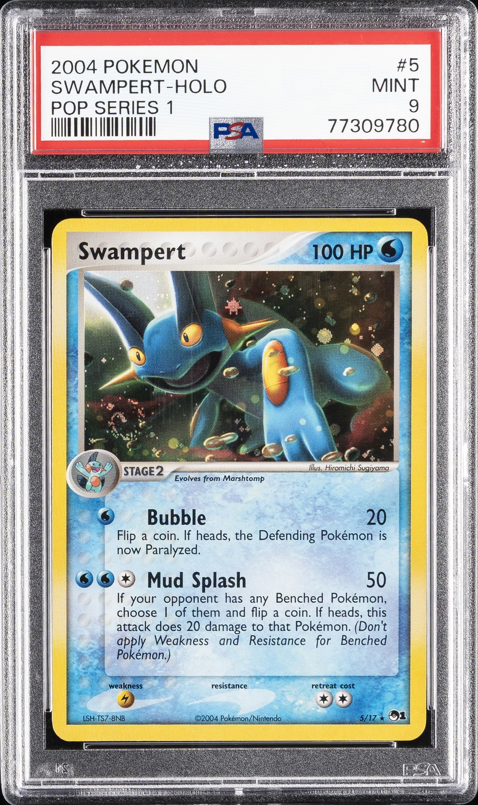 2004 POKEMON POP SER 1 #5 SWAMPERT-HOLO PSA 9