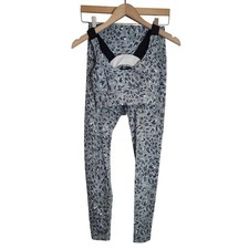 Varley Leggings Sports Bra Set Women S Gray Leopard Print Activewear Yoga 2pc