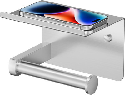 FORIOUS Toilet Paper Holder with Shelf, Adhesive or Screw Wall Mount Toilet Roll