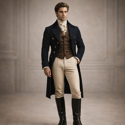 Regency Tailcoat Outfit Men Victorian Coat Waistcoat Pants Formal Suit