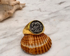 Anello sigillo gufo Atena antica moneta greca argento 925