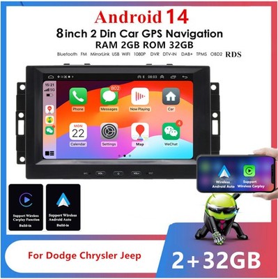 8-Zoll-Android-14-2-GB-32-GB-Auto-GPS-Navigation für Dodge, Chrysler und Jeep
