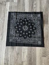 Vintage Black 21” Bandana, 1980s Western Hav-A-Hank Handkerchief New